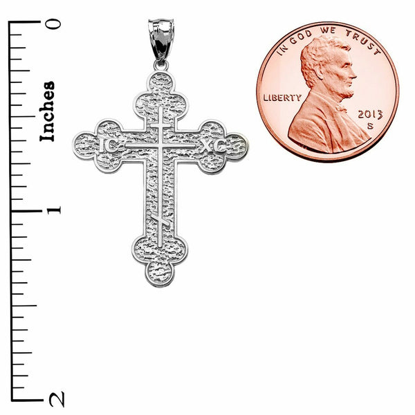 .925 Sterling Silver Eastern Orthodox ICXC Cross Pendant Necklace