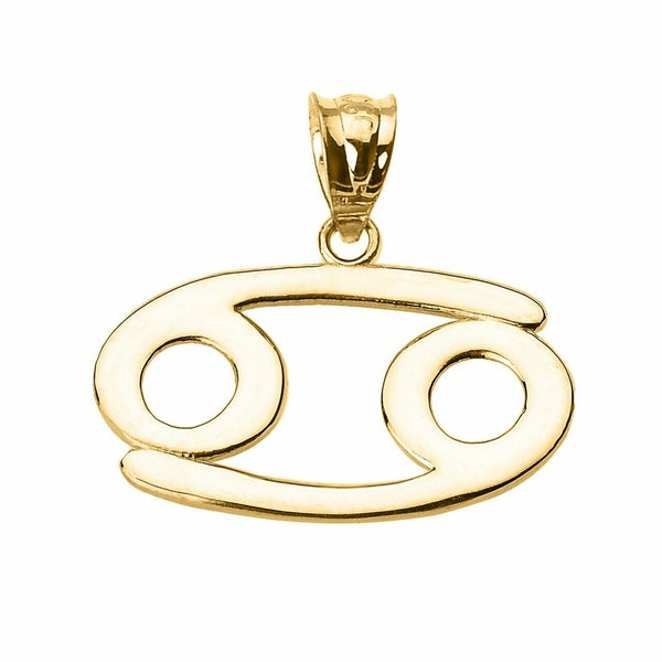 10k Solid Yellow Gold Cancer July Zodiac Sign Horoscope Pendant Necklace