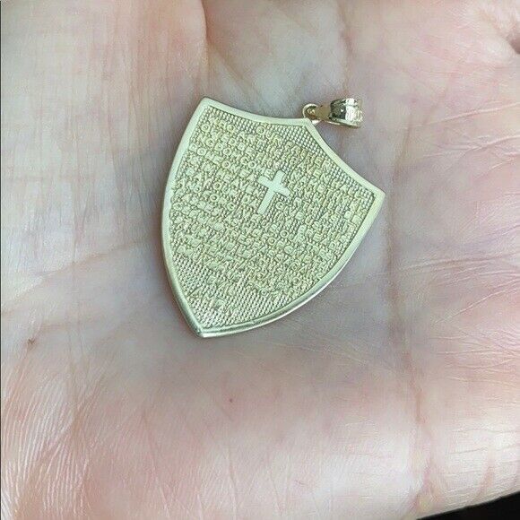 14k Solid Rose Gold The Lord’s Prayer Shield Medallion Pendant Necklace