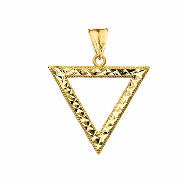10k Solid Yellow Gold Chic Open Triangle Pendant Necklace