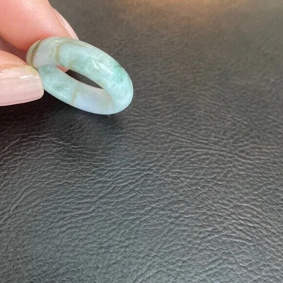 Green Natual Jade Band Ring Big Size 6.5 - Unisex Width 6mm