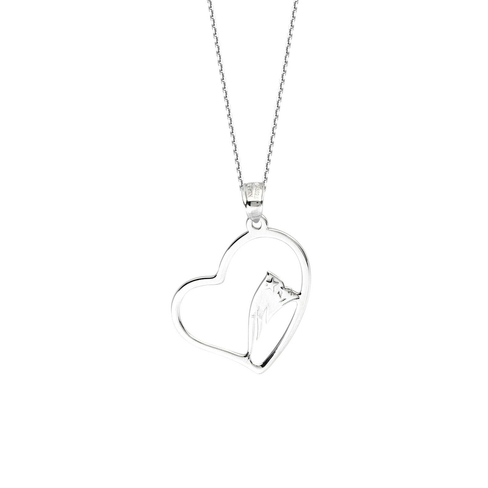 New England Patriots Open Heart Silver Necklace - Officially Licensed NFL