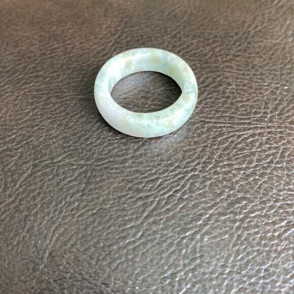 Flat Natual Jade Band Ring Size 4.5 - Unisex Width 5mm