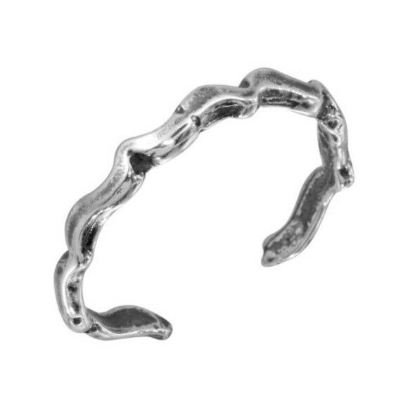 Adjustable wave toe ring in 925 Sterling Silver