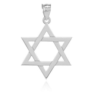 14K Solid White Gold Jewish Star of David Pendant Charm Small, Medium, Large