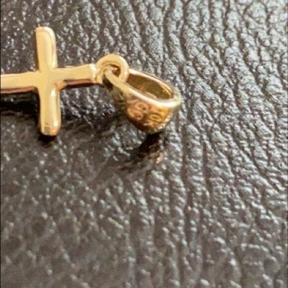 10k Solid Yellow Gold Mini Elegant Diamond Cross Pendant Necklace - Minimalist