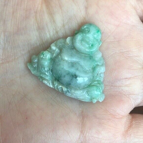 Happy Laughing Buddha Natural Real Green Jade (Pendant)