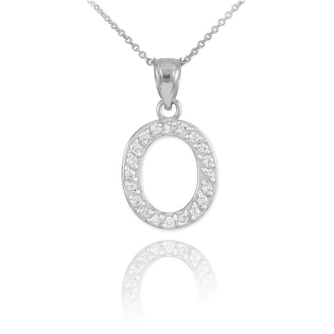 925 Sterling Silver Letter "O" Initial CZ Monogram Pendant Necklace 16 18 20 22"