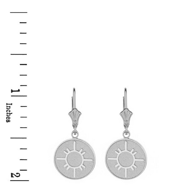 925 Sterling Silver Native American Geometric Sun Symbol Dainty Earrings