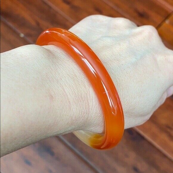 Orange Yellow Red Natural Agate Bangle Inner Diameter 61 mm - Round Shape MN14