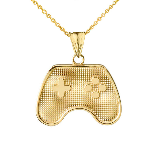 10k Solid Yellow Gold Game Control Pendant Necklace