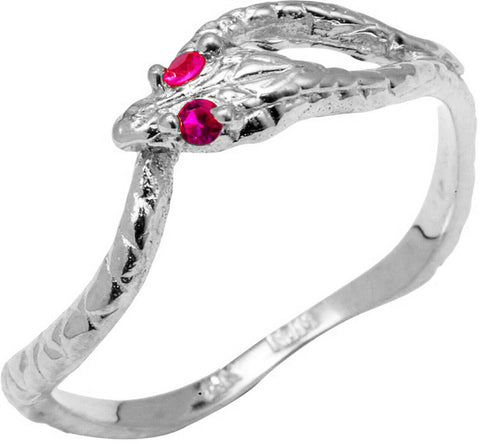 Pure 925 Sterling Silver Red CZ Ouroboros Ring All Any Size Made in USA