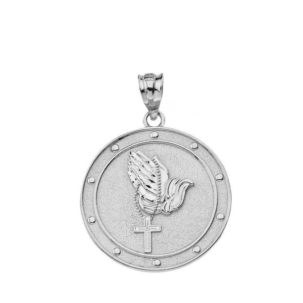 925 Sterling Silver Our Father Prayer Rosary Medallion Pendant Necklace