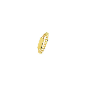 14K Solid Gold Mini ID Bar Plate Chain Ring - Size 6, 7, 8 Minimalist - Yellow
