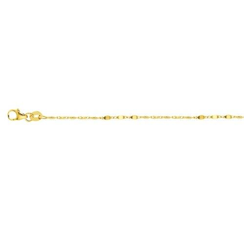14K Solid Gold 3 Flat Station DC Barel Anklet 9"-10" adjustable Yellow and White