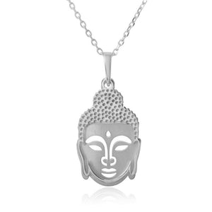 925 Sterling Silver Buddha Buddist Head Pendant Necklace 16"-18"