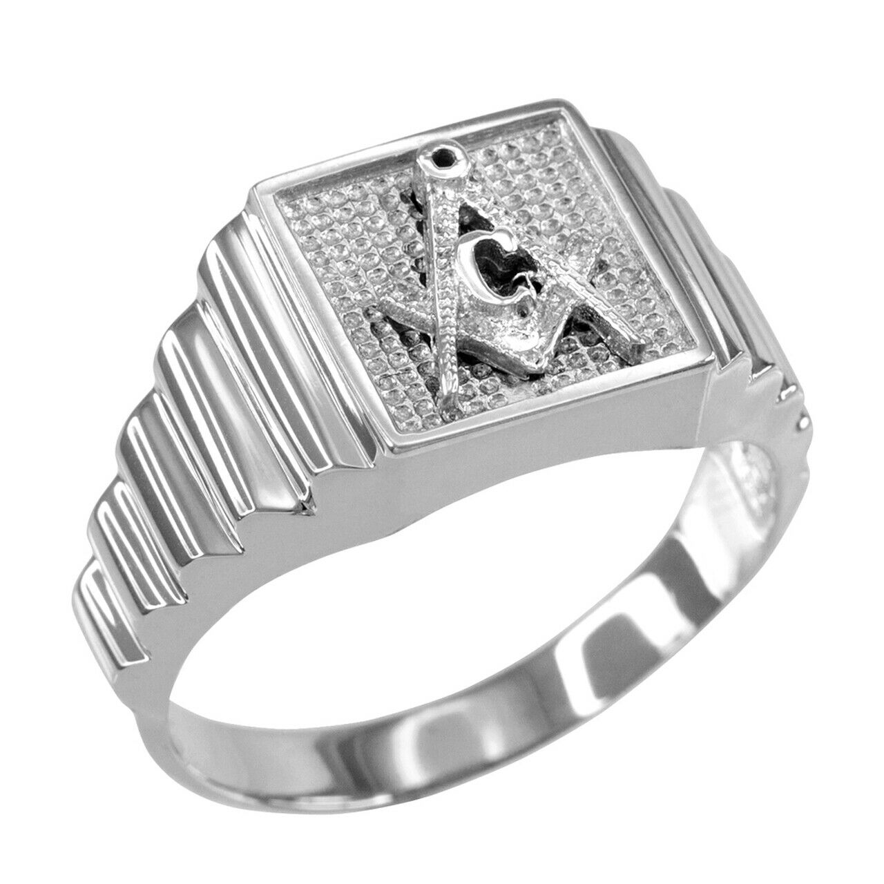 925 Solid Sterling Silver Masonic Square Men's Ring Any /All Size