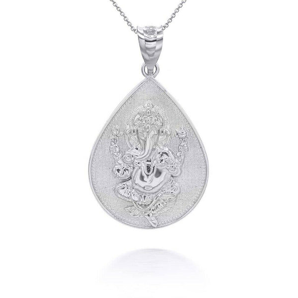 14K Solid Gold Hindu Lord Ganesha Pendant Necklace - Yellow, Rose, or White Gold