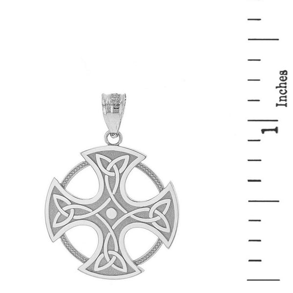 .925 Sterling Silver Trinity Knot Celtic Cross Irish Pendant Necklace