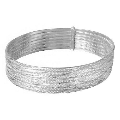 NWT Fine Sterling Silver 925 Diamond Cut Semanario Bangle Bracelet 60, 65 mm-127