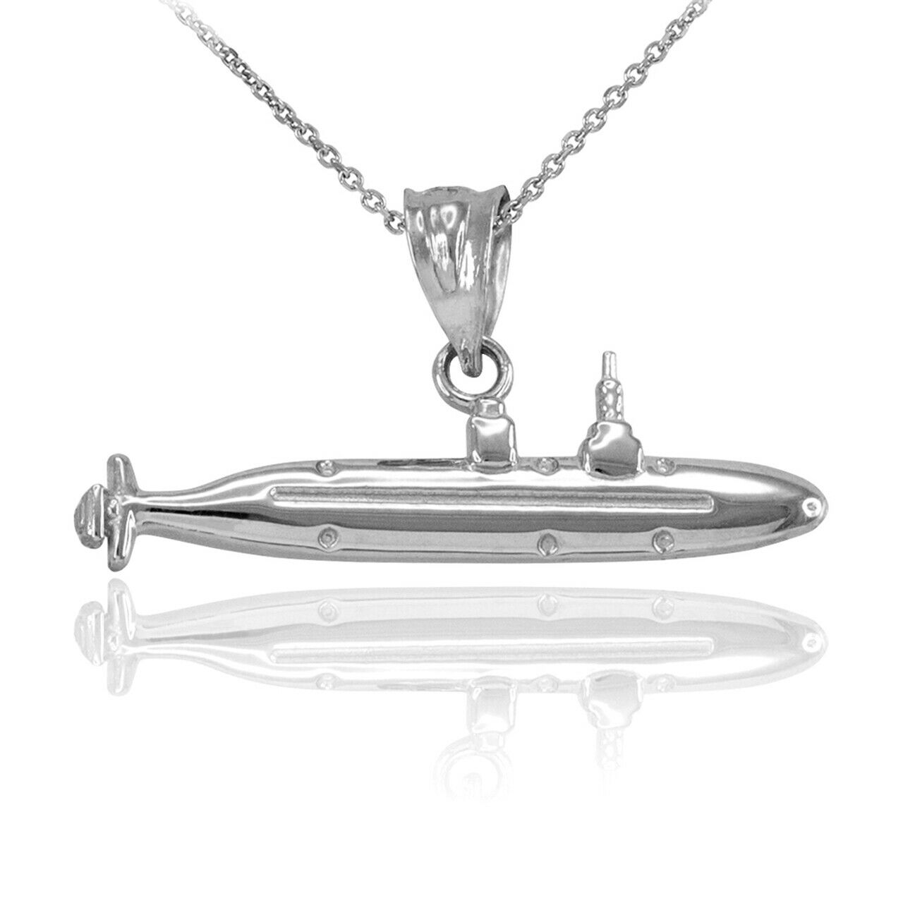 Polished Sterling Silver USS Marines Submarine Pendant Necklace 16" 18" 20" 22"