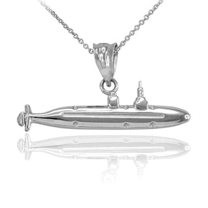 Polished Sterling Silver USS Marines Submarine Pendant Necklace 16" 18" 20" 22"