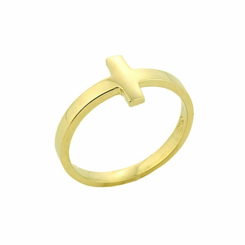 10k Yellow Gold Sideways Cross Knuckle Ring Size 1, 2, 3, 4, 5, 6, 7, 8