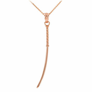 10k Rose Gold Katana Japanese Samurai Sword Martial Arts Charm Necklace