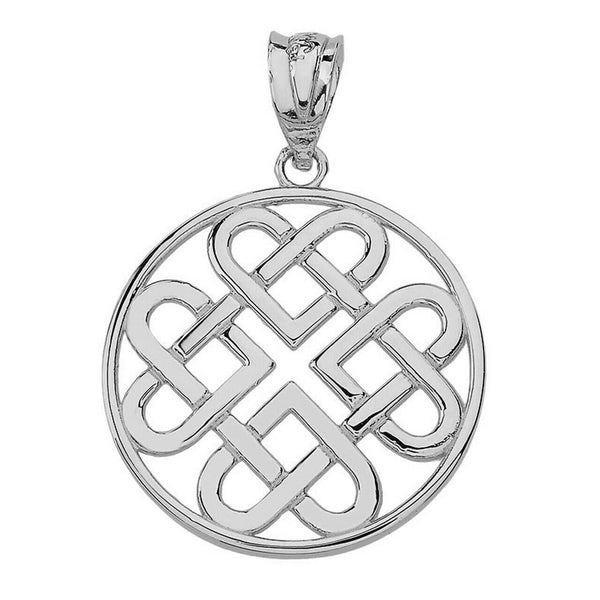 925 Sterling Silver Celtic Knot Woven Heart Hearts Pendant Necklace