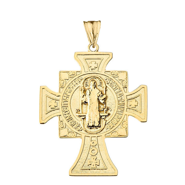 10k Solid Yellow Gold Saint Benito de Jesus Pendant Necklace