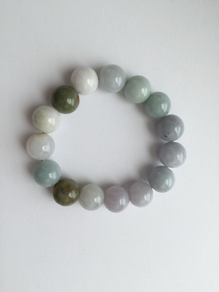 NWOT Round Beads Jade Bangle Bracelet - White Light Green