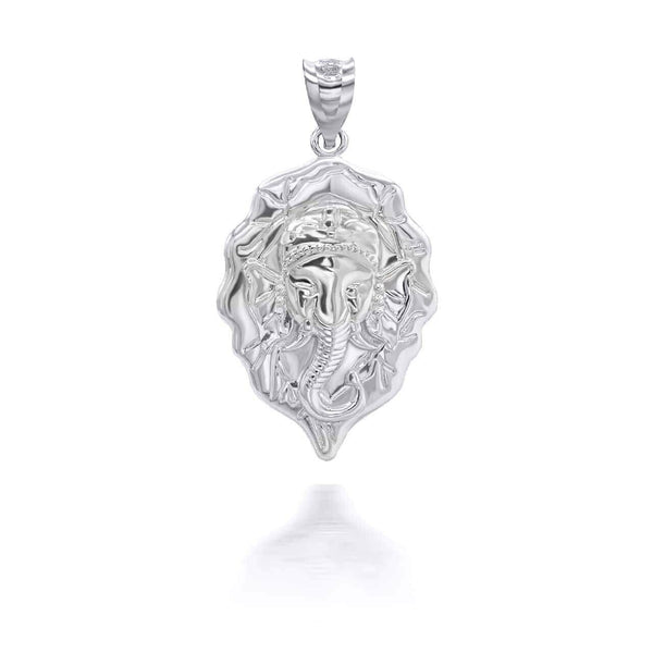 10K Solid Gold Hindu Lord Ganesha Elephant Pendant Necklace Yellow, Rose, White