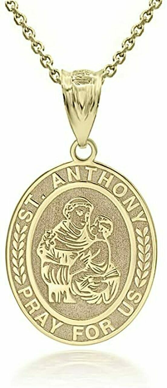 Personalized Name 10k 14k Gold St Anthony Of Padua Pray for Us Pendant Necklace