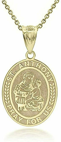 Personalized Name 10k 14k Gold St Anthony Of Padua Pray for Us Pendant Necklace