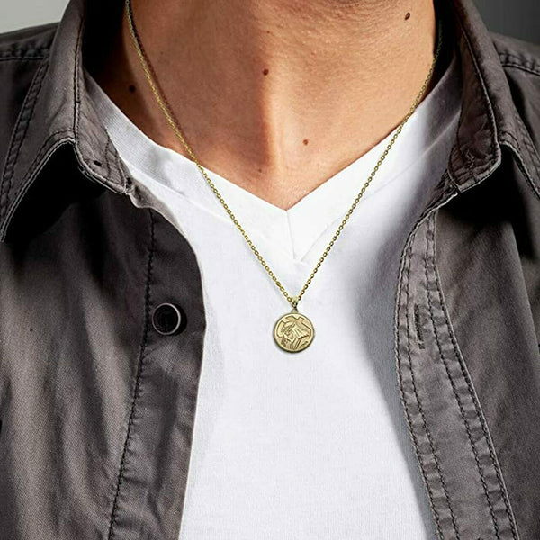 Personalized Name 10k 14k Solid Gold Jesus Carrying The Cross Pendant Necklace