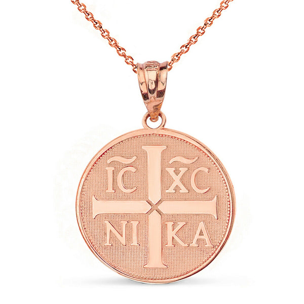 10K Solid Gold Christogram ΙϹ ΧϹ ΝΙΚΑ Jesus Christ Conquers Pendant Necklace