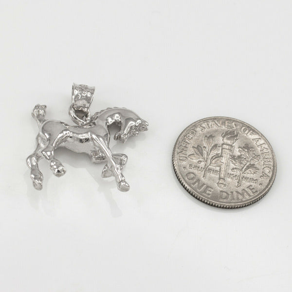 Sterling Silver 3D High Polished Stallion Horse Pendant Necklace