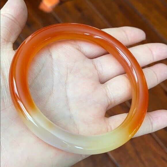 Orange Yellow Red Natural Agate Bangle Inner Diameter 61 mm - Round Shape MN14