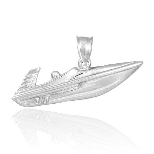 925 Sterling Silver Ocean Speed Boat Sport Pendant Necklace