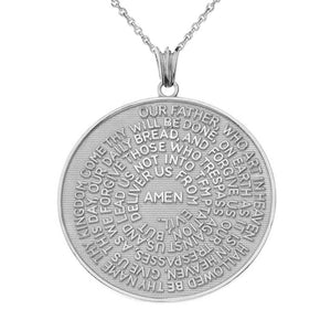 925 Silver The Lord’s Prayer Medallion Pendant Necklace (Small/Medium/Large)