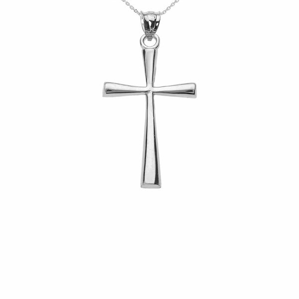 10K Solid White Gold Cross Pendant Necklace 16" 18" 20" 22"