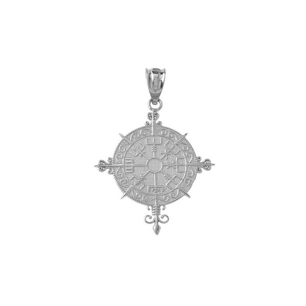 10K Solid Gold Ancient Viking Compass Pendant Necklace