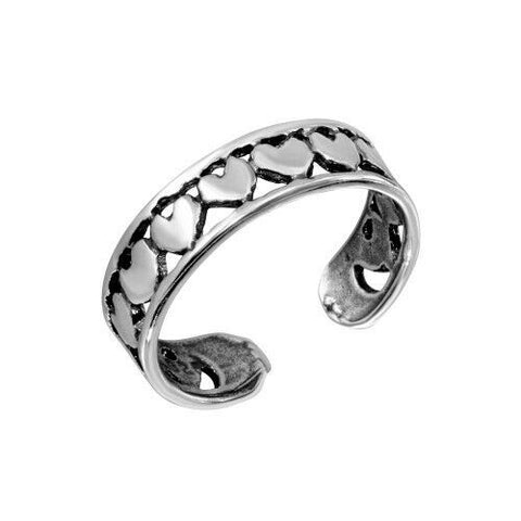 Fine Sterling Silver 925 Multi Heart Oxidized Adjustable Toe Ring or Finger Ring