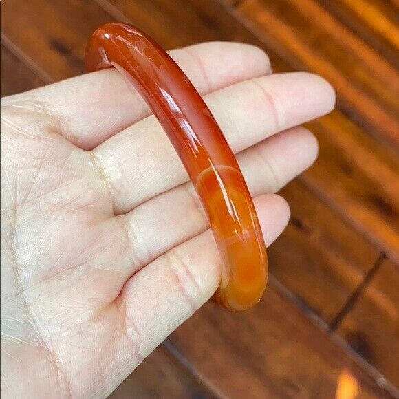 NEW Orange Red White Agate Bangle Inner Diameter 55 mm - Round Shape MN12