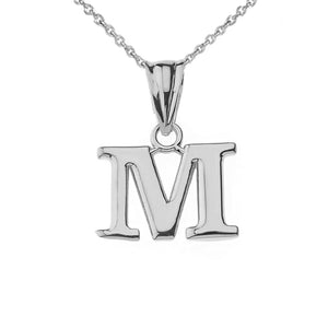 925 Sterling Silver Mini Small Initial Letter M Pendant Necklace 16" 18" 20" 22"