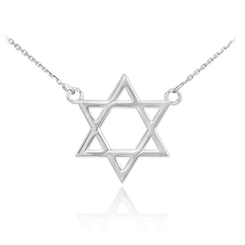 925 Sterling Silver Star of David Pendant Jewish Charm Double Mounted Necklace