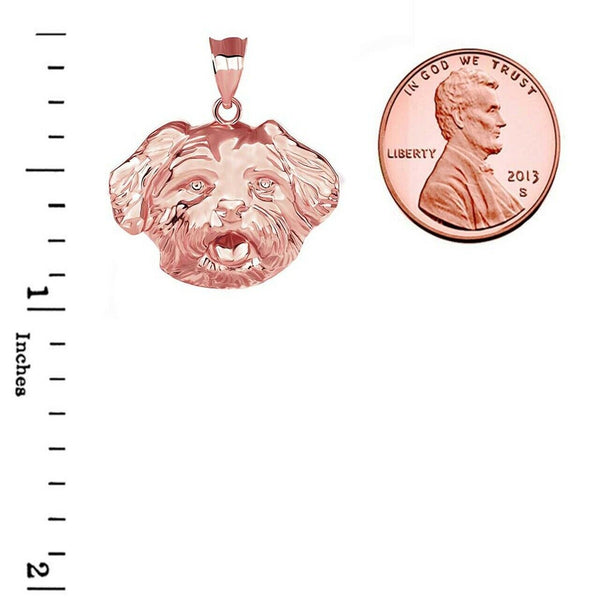 Solid Gold Dog Maltese Head Detailed Dog Sports Pendant Necklace