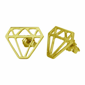 NWT Sterling Silver 925 Gold Plated Diamond Cut-out Stud Earrings