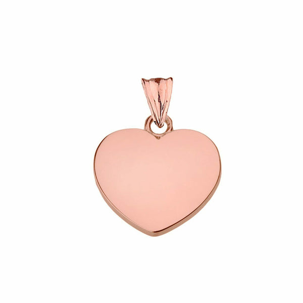 10k Solid Rose Gold Simple Mini Small Heart Pendant Necklace 16" 18" 20" 22"