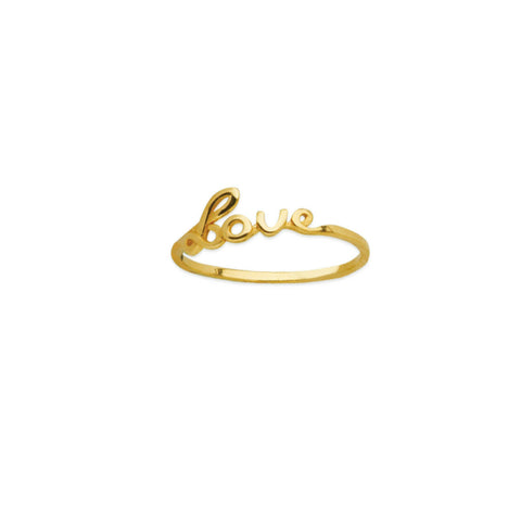 14K Solid Gold Script Love Ring -Yellow Size 6, 7, 8 Minimalist